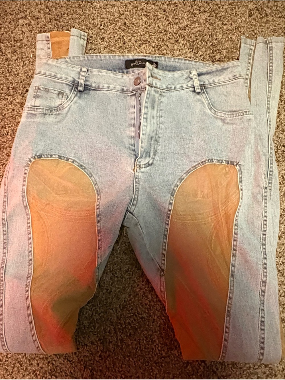 Goodtimes Light Wash Denim Jeans with Mesh Details